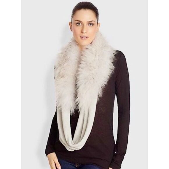 UGG Shearling Fur Snood Scarf Gray - Picture 1 of 9